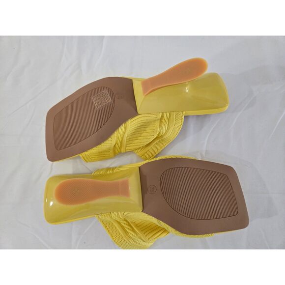 NIB Heeled Slip-on Sandals Women 39 Yellow - Picture 4 of 4